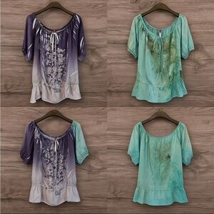 2-Piece Bundle Beverly Drive Ombre Flowy Tunic Tops• Sz 16 -18WM